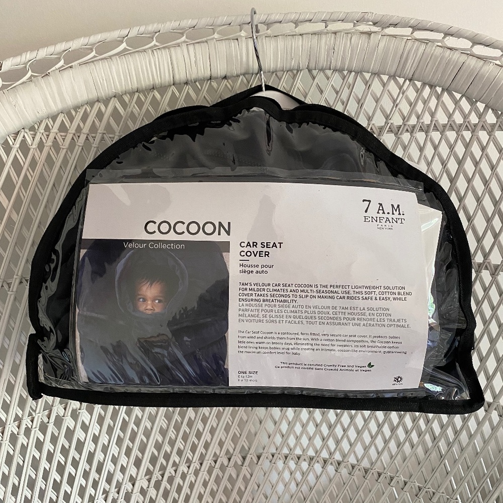 7 A.M. ENFANT Car Seat Cocoon Velour - Black